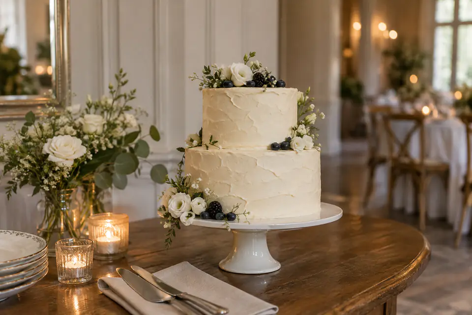 Gâteau de mariage à deux étages — illustration générée par IA
