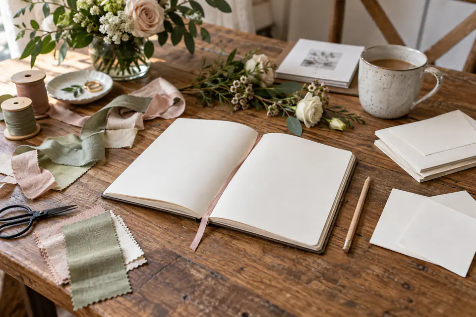 Table de préparation d’un mariage — illustration générée par IA