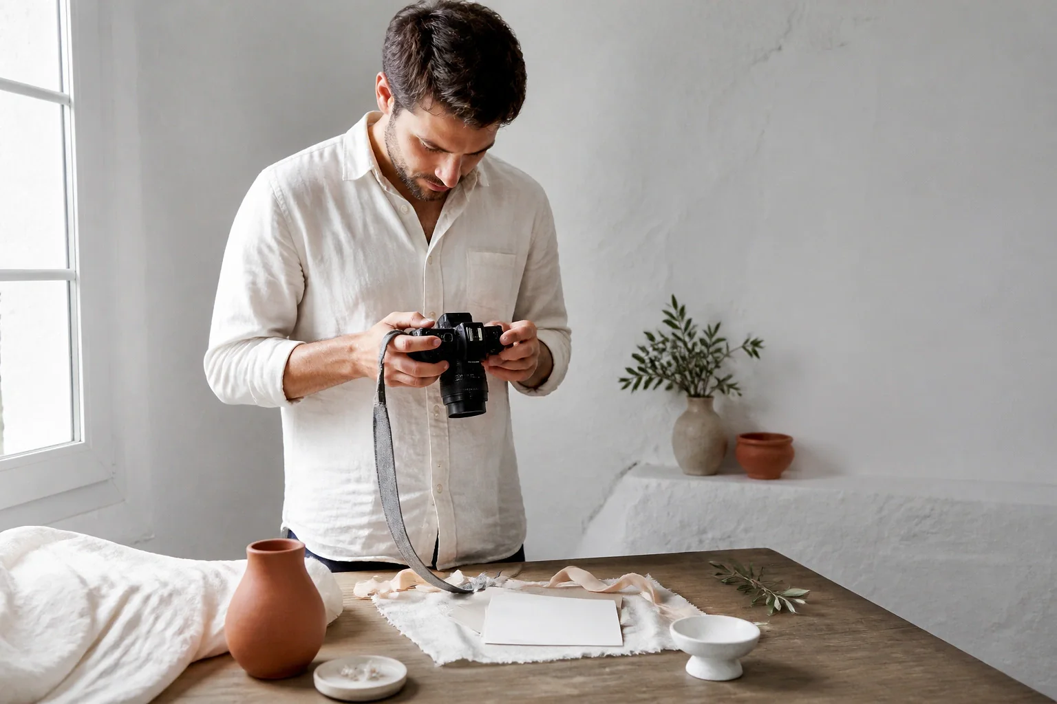 Appareil photo et accessoires de reportage de mariage — illustration générée par IA