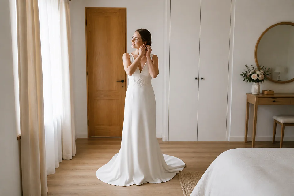 Préparation d’un maquillage de mariage — illustration générée par IA