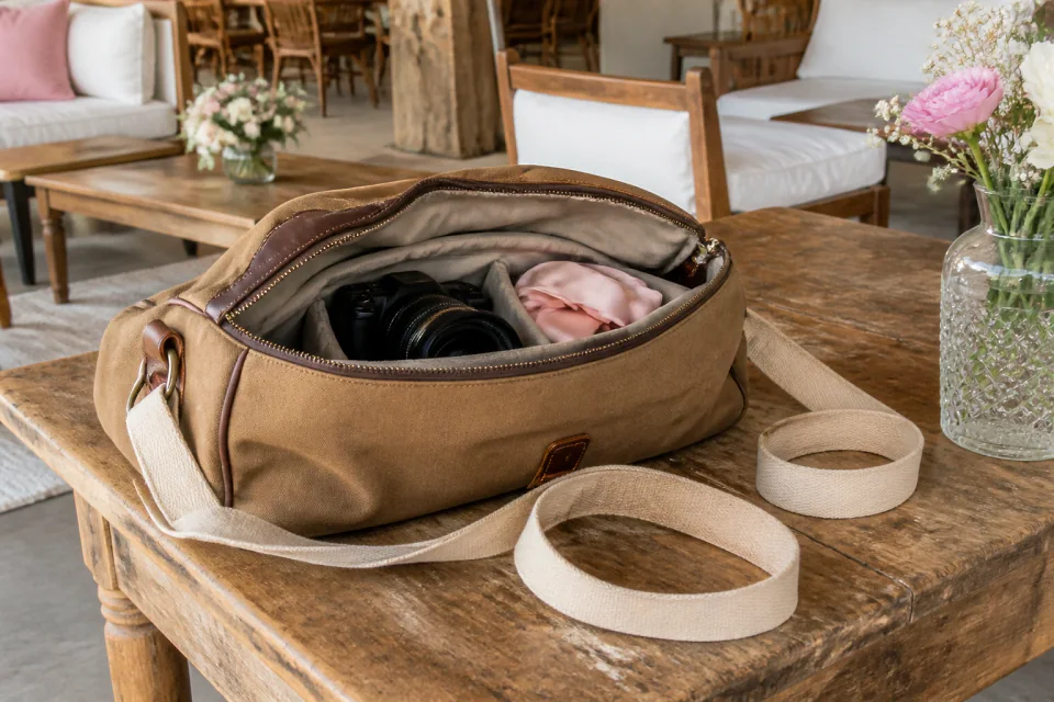 Appareil photo et accessoires de reportage de mariage — illustration générée par IA