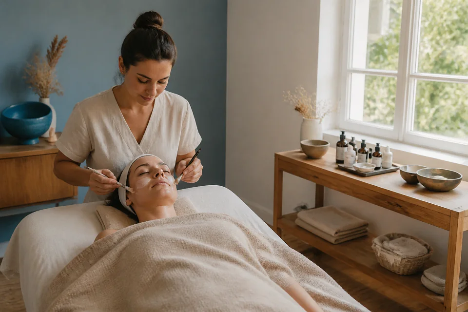 Préparation de soins esthétiques avant un mariage — illustration générée par IA
