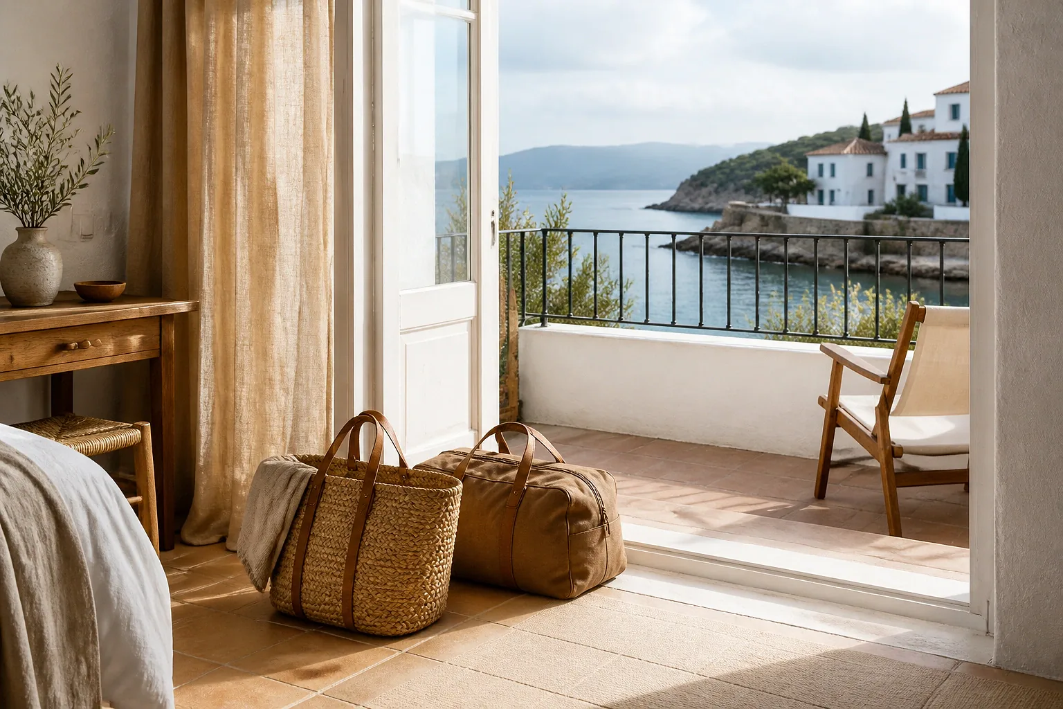 Bagages et hébergement pour un voyage de noces — illustration générée par IA