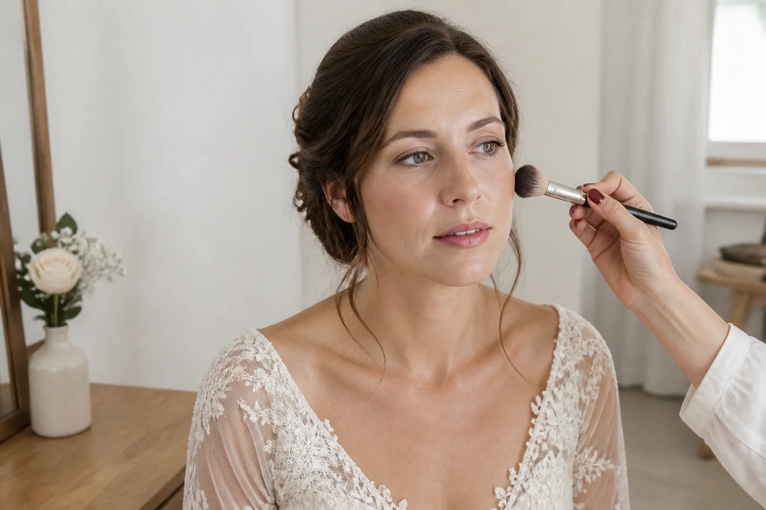 Préparation d’un maquillage de mariage — illustration générée par IA