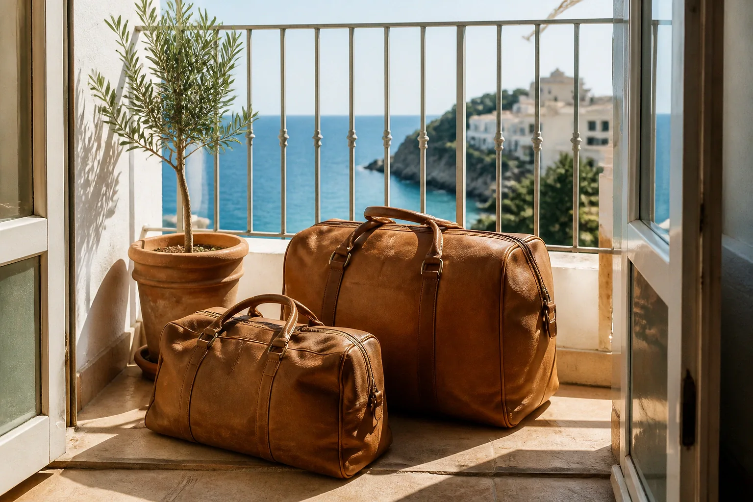 Bagages et hébergement pour un voyage de noces — illustration générée par IA