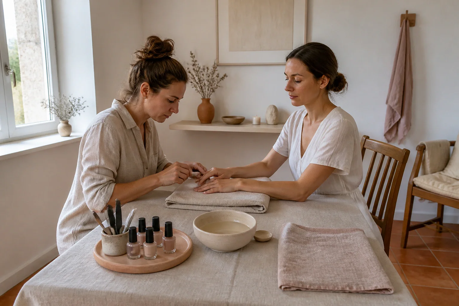 Préparation de soins esthétiques avant un mariage — illustration générée par IA