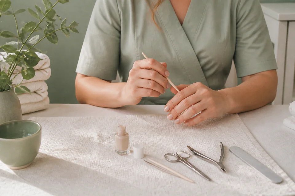 Préparation de soins esthétiques avant un mariage — illustration générée par IA