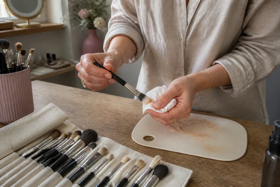Préparation d’un maquillage de mariage — illustration générée par IA