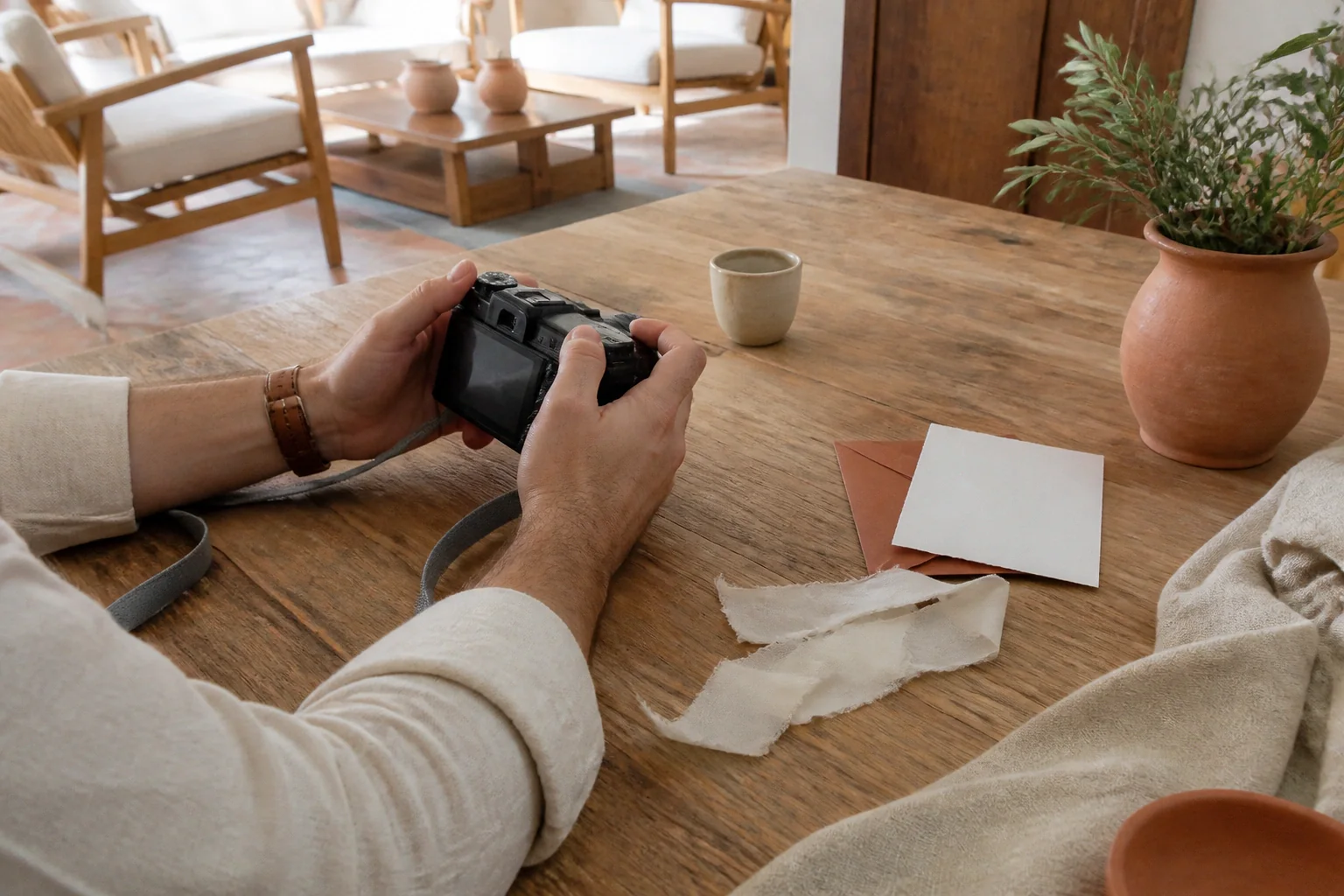 Appareil photo et accessoires de reportage de mariage — illustration générée par IA