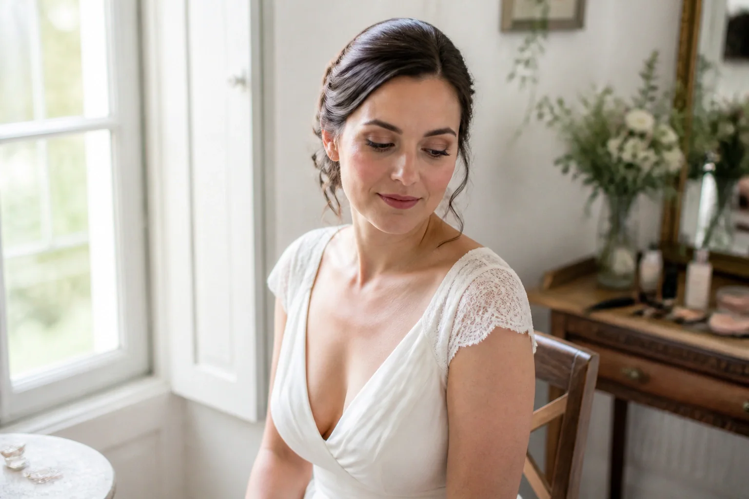 Préparation d’un maquillage de mariage — illustration générée par IA
