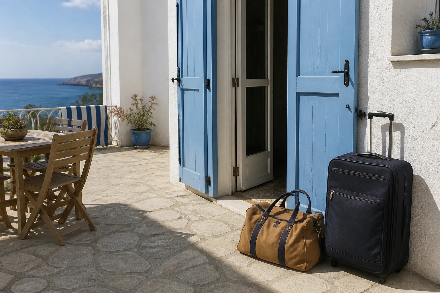 Bagages et hébergement pour un voyage de noces — illustration générée par IA