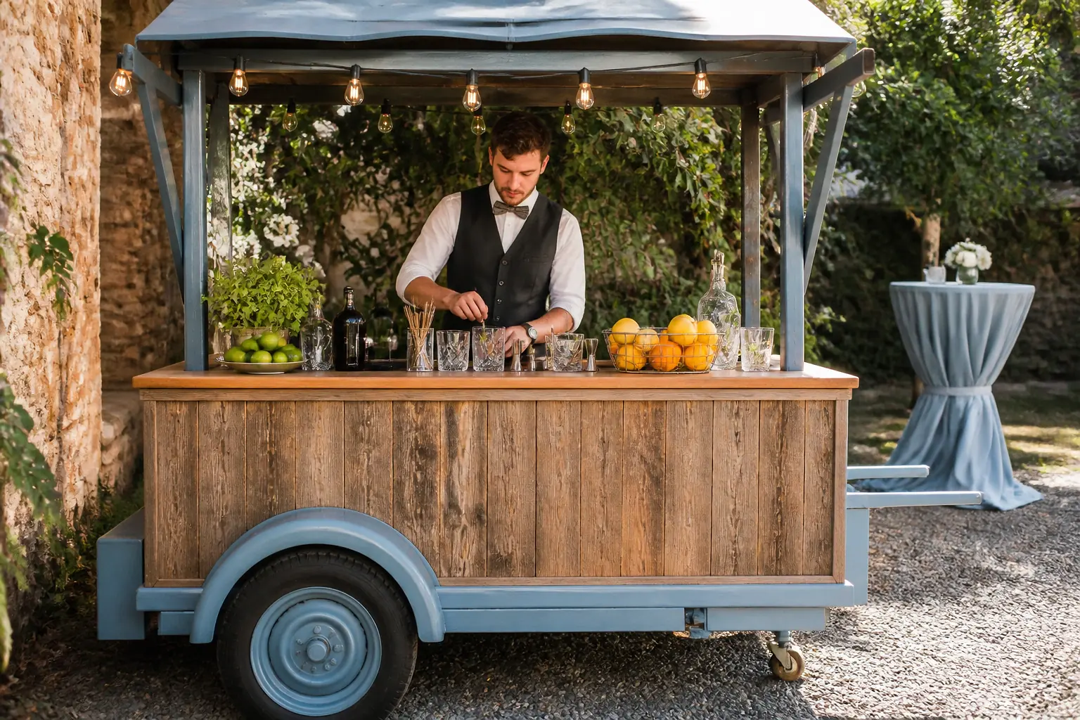 Service mobile de restauration pour une réception — illustration générée par IA