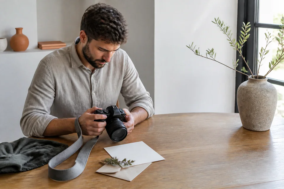 Appareil photo et accessoires de reportage de mariage — illustration générée par IA