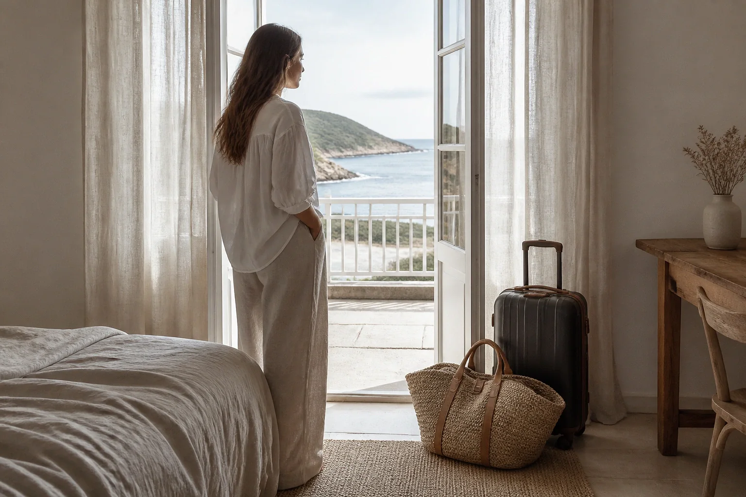 Bagages et hébergement pour un voyage de noces — illustration générée par IA