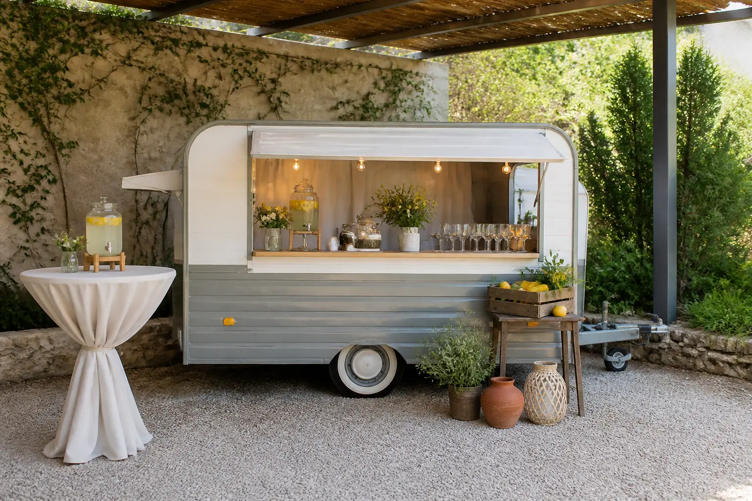 Service mobile de restauration pour une réception — illustration générée par IA