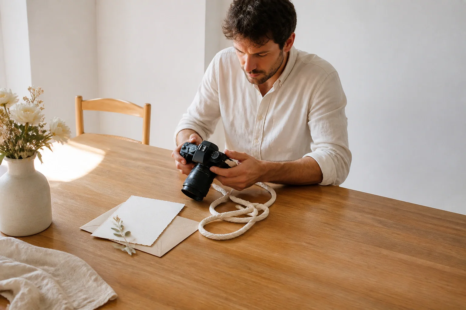 Appareil photo et accessoires de reportage de mariage — illustration générée par IA