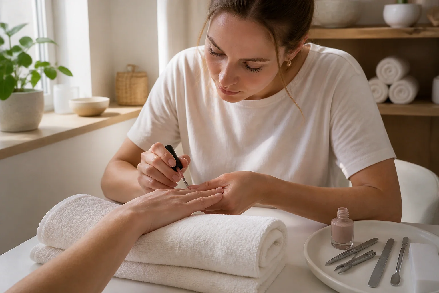 Préparation de soins esthétiques avant un mariage — illustration générée par IA
