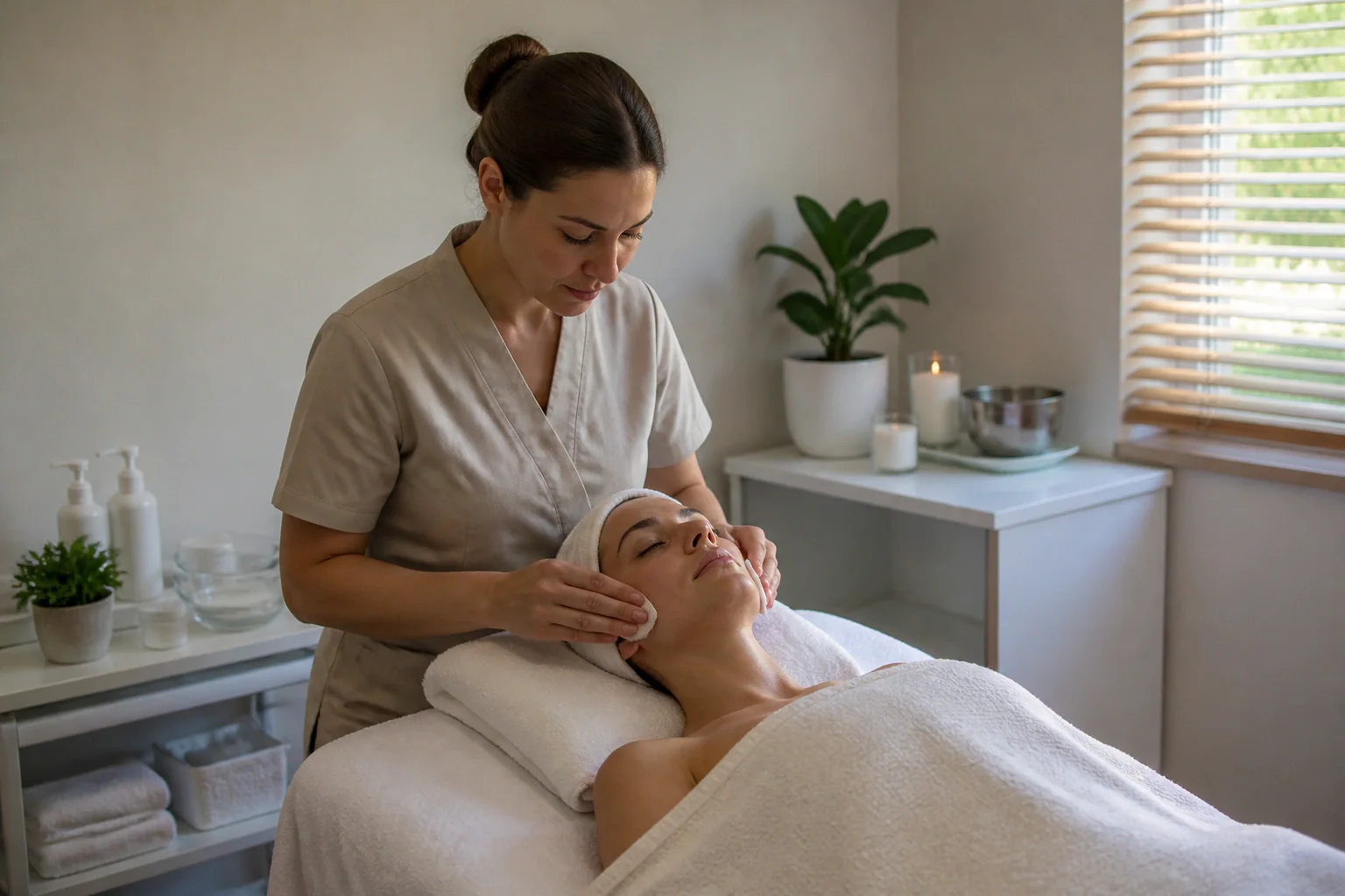 Préparation de soins esthétiques avant un mariage — illustration générée par IA