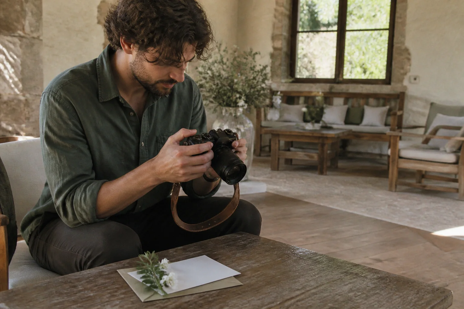 Appareil photo et accessoires de reportage de mariage — illustration générée par IA