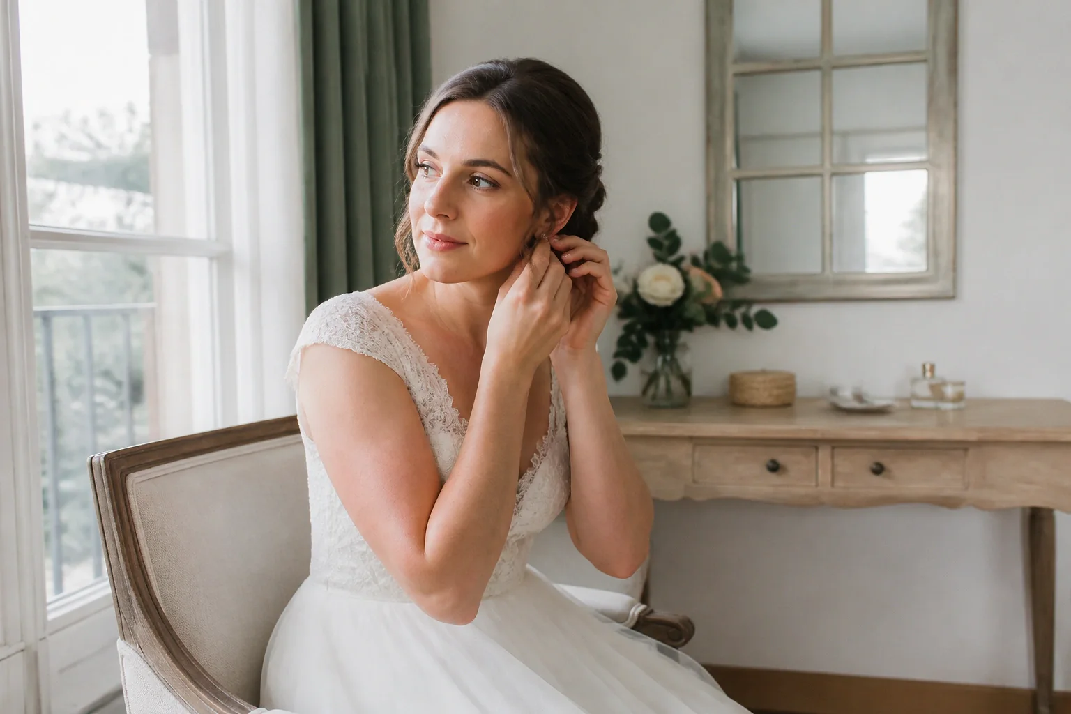 Préparation d’un maquillage de mariage — illustration générée par IA