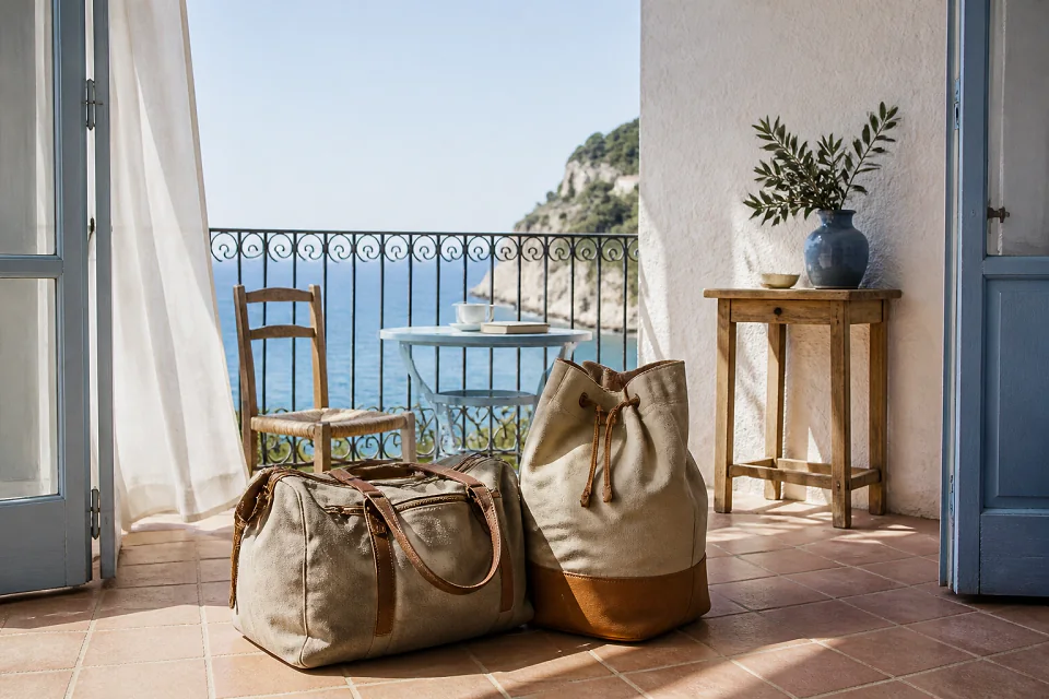 Bagages et hébergement pour un voyage de noces — illustration générée par IA