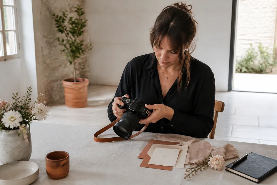 Appareil photo et accessoires de reportage de mariage — illustration générée par IA
