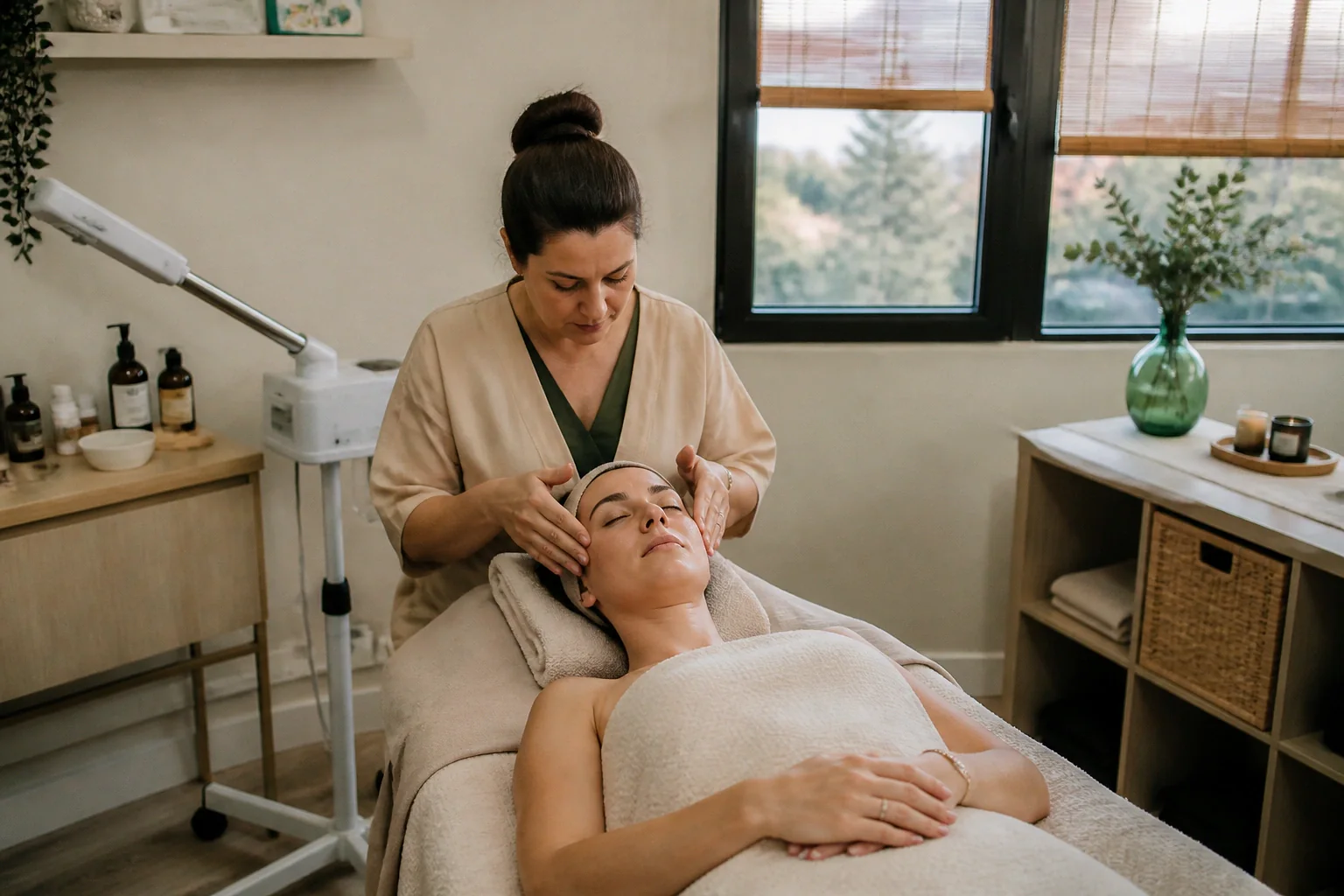 Préparation de soins esthétiques avant un mariage — illustration générée par IA