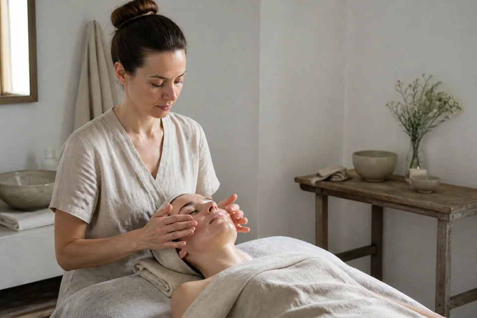 Préparation de soins esthétiques avant un mariage — illustration générée par IA