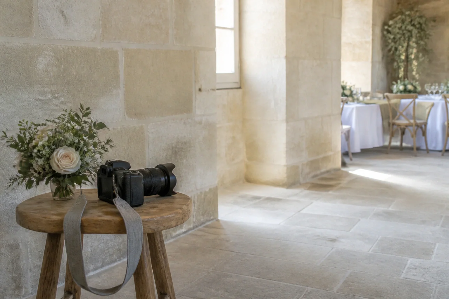 Appareil photo et accessoires de reportage de mariage — illustration générée par IA