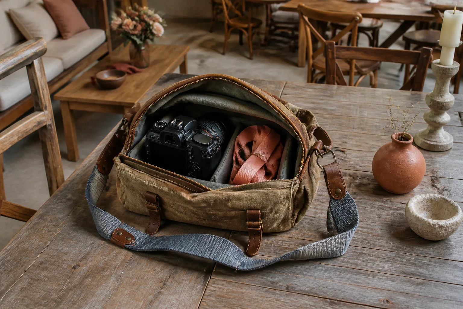 Appareil photo et accessoires de reportage de mariage — illustration générée par IA