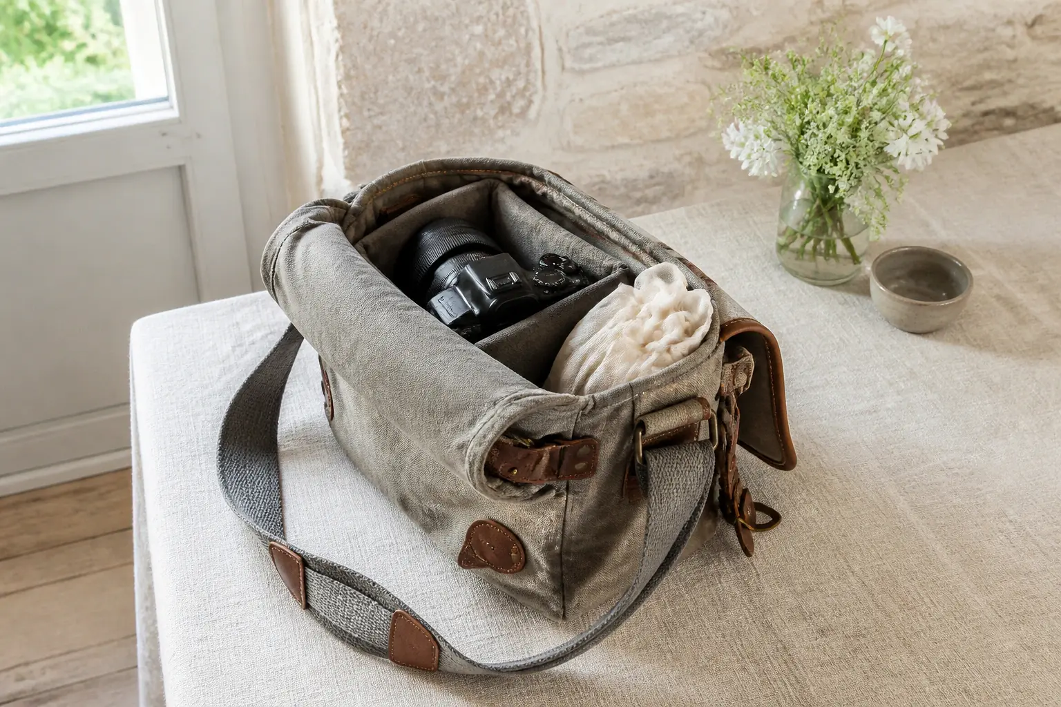 Appareil photo et accessoires de reportage de mariage — illustration générée par IA