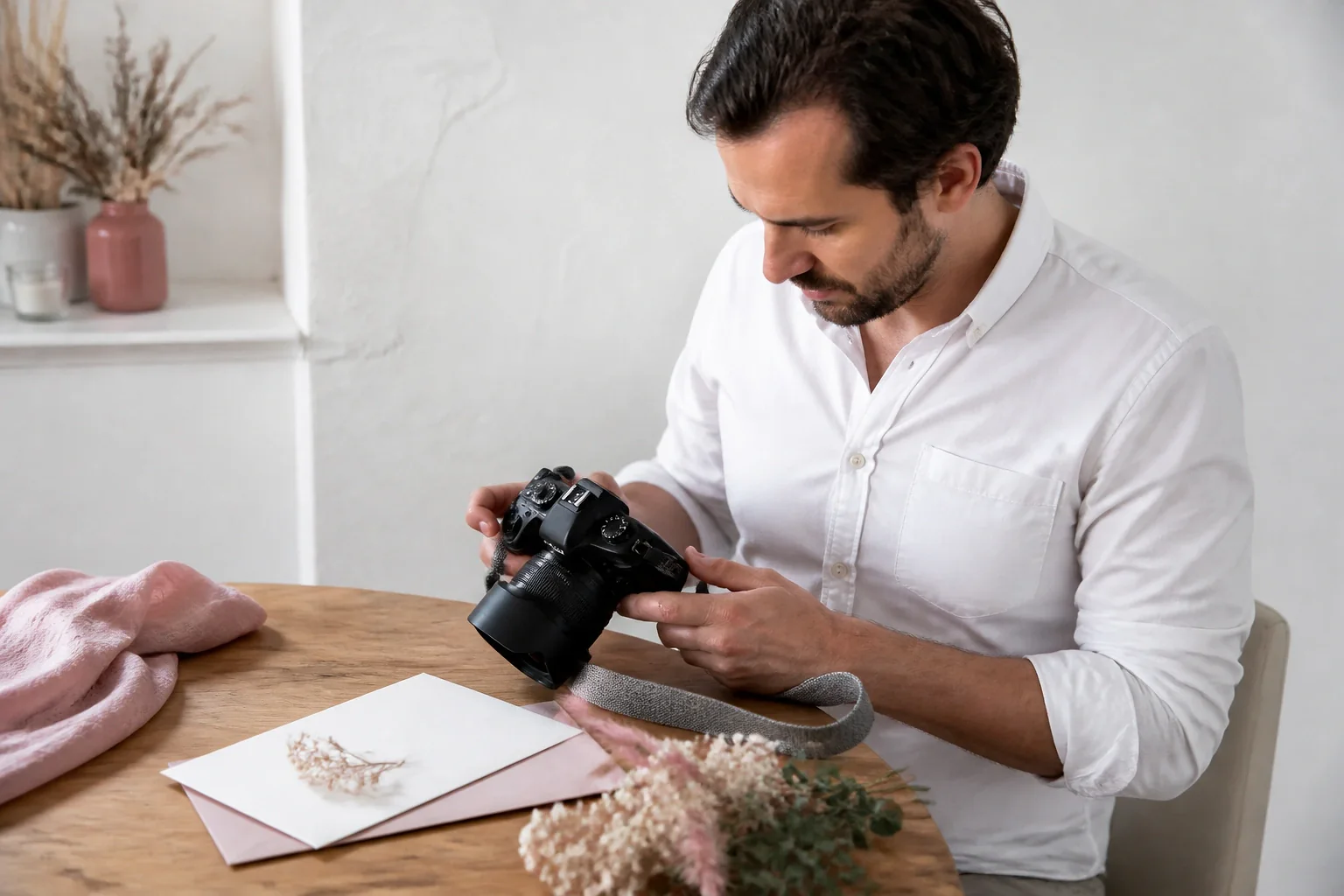 Appareil photo et accessoires de reportage de mariage — illustration générée par IA