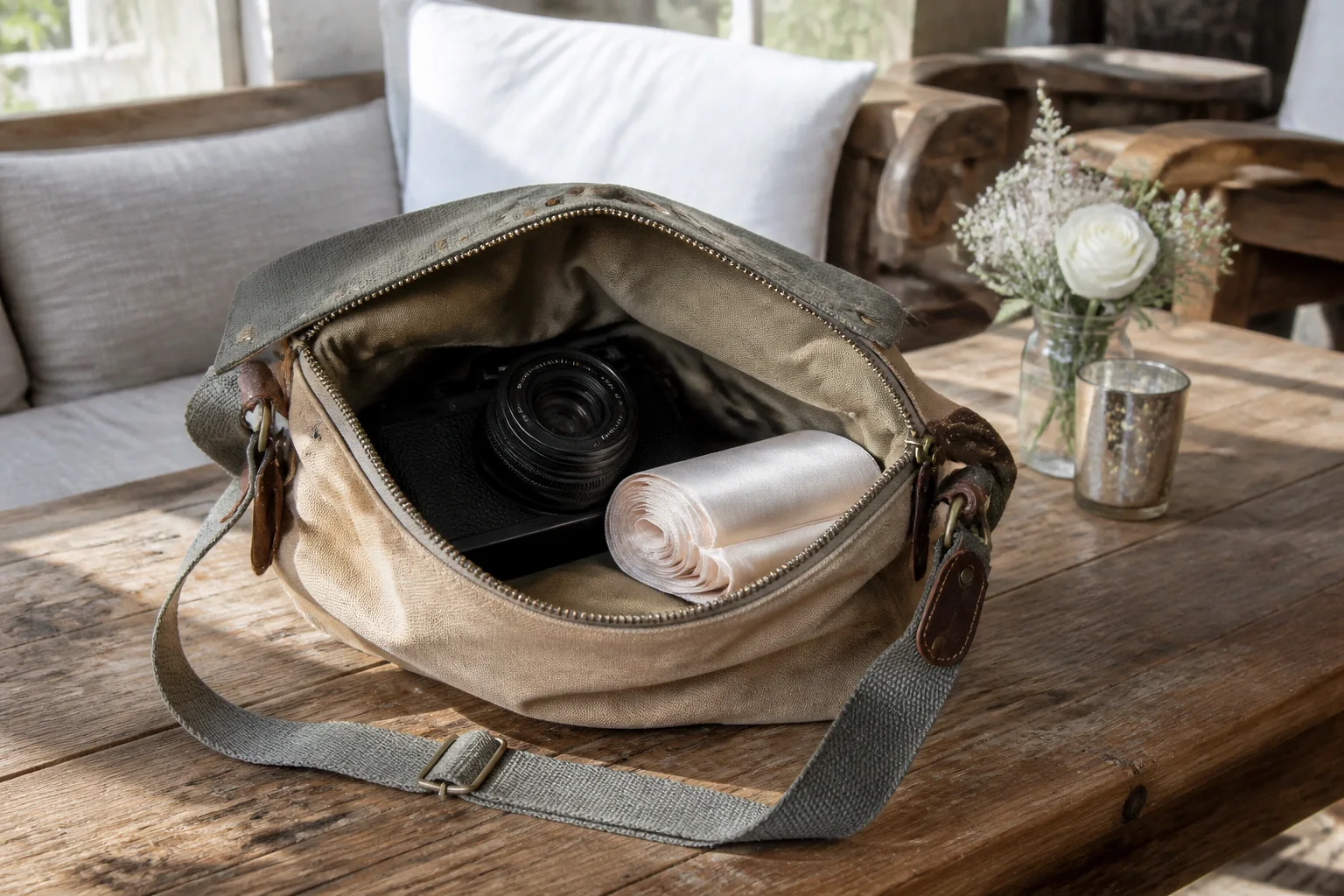 Appareil photo et accessoires de reportage de mariage — illustration générée par IA