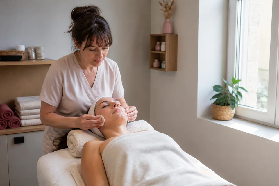 Préparation de soins esthétiques avant un mariage — illustration générée par IA