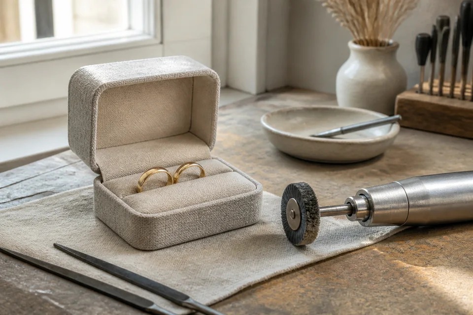 Alliances et travail de bijouterie de mariage — illustration générée par IA