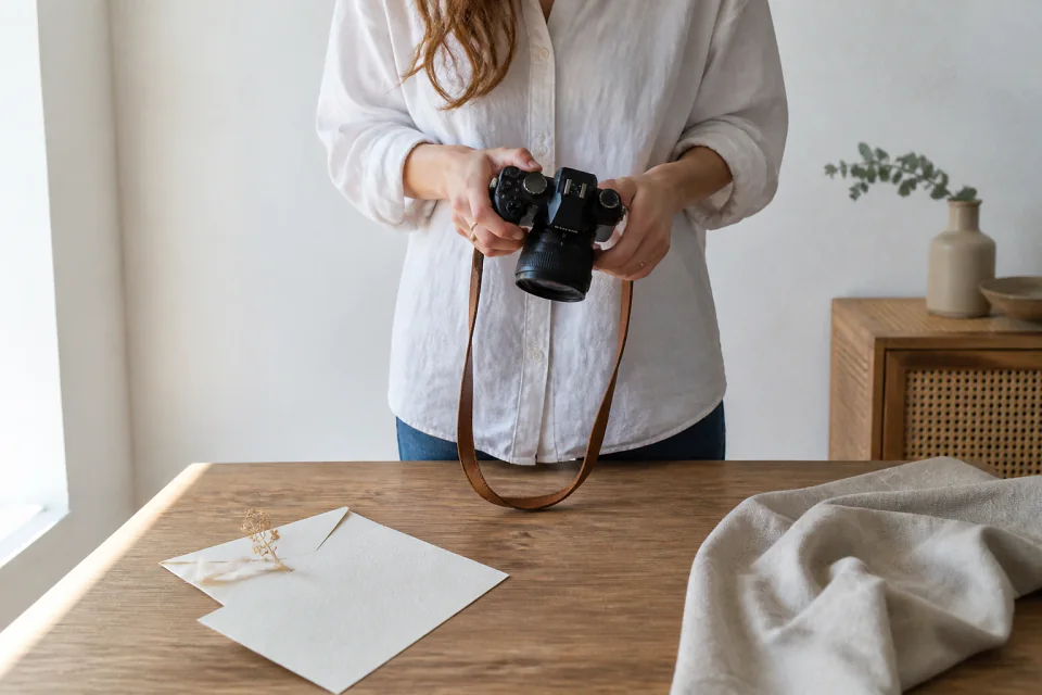 Appareil photo et accessoires de reportage de mariage — illustration générée par IA