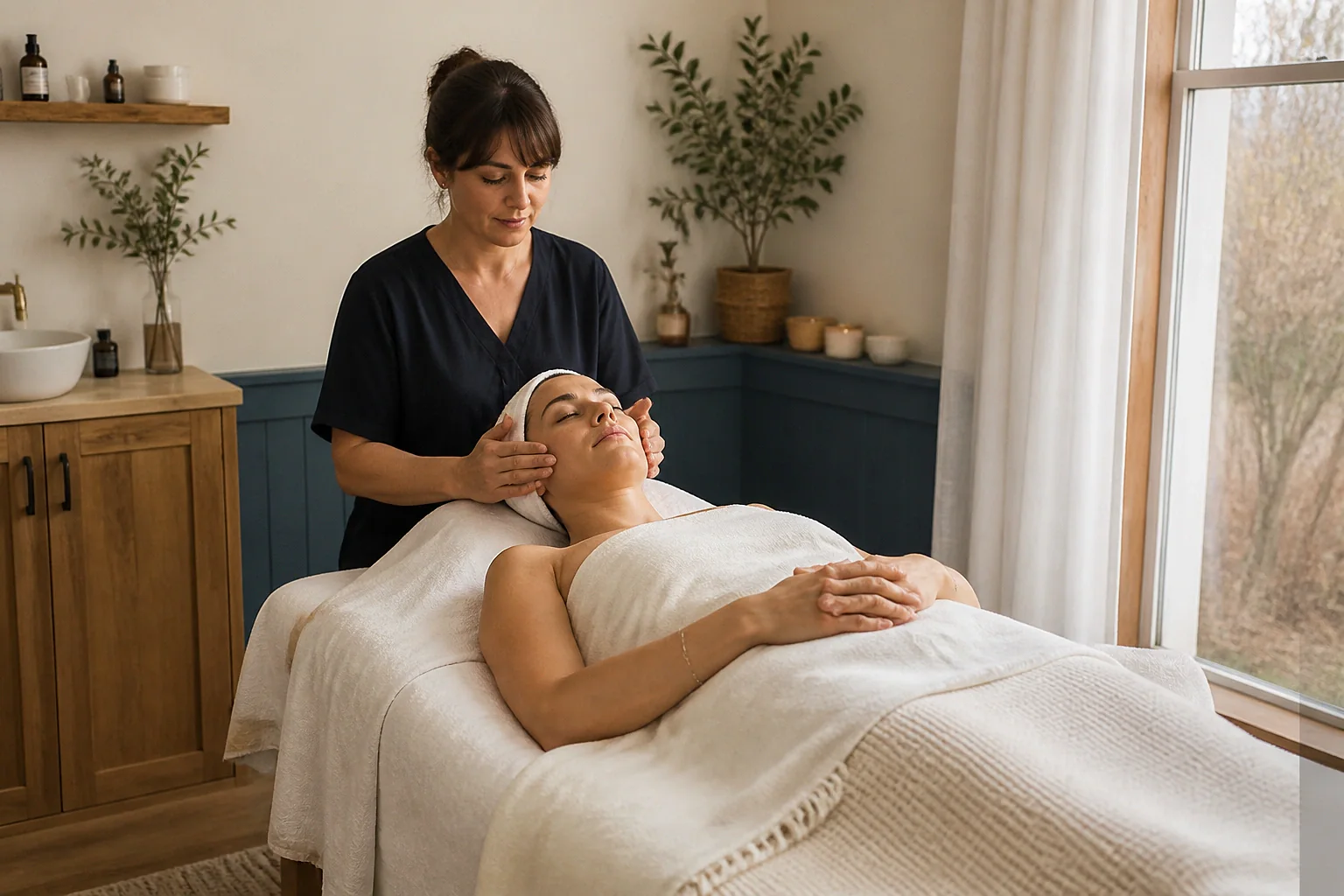 Préparation de soins esthétiques avant un mariage — illustration générée par IA