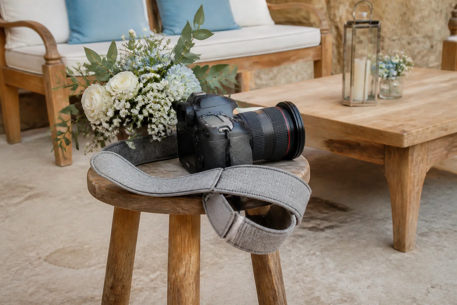 Appareil photo et accessoires de reportage de mariage — illustration générée par IA