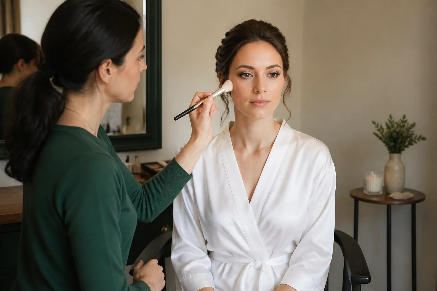 Préparation d’un maquillage de mariage — illustration générée par IA