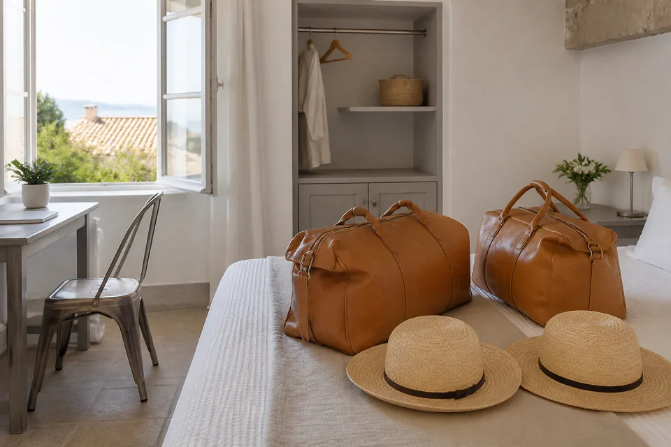 Bagages et hébergement pour un voyage de noces — illustration générée par IA
