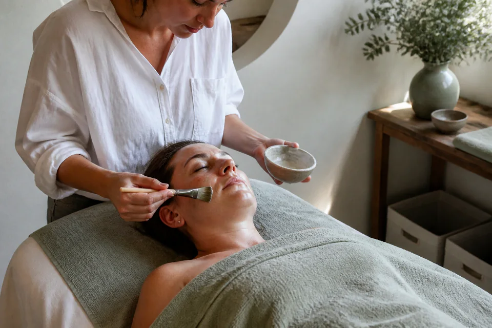 Préparation de soins esthétiques avant un mariage — illustration générée par IA