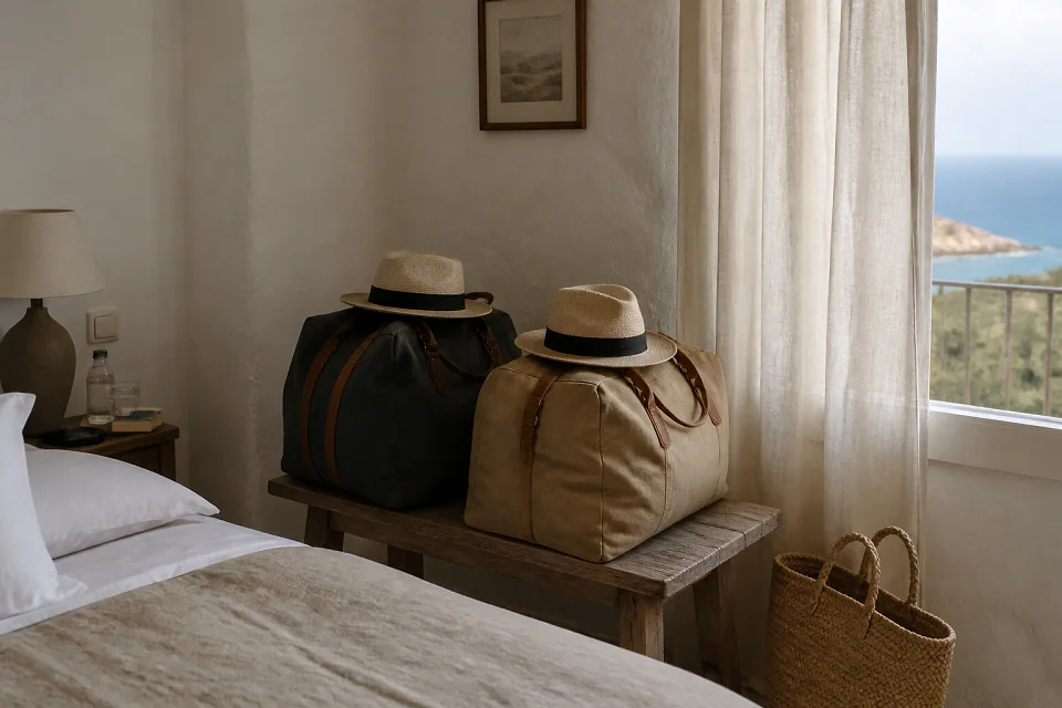 Bagages et hébergement pour un voyage de noces — illustration générée par IA
