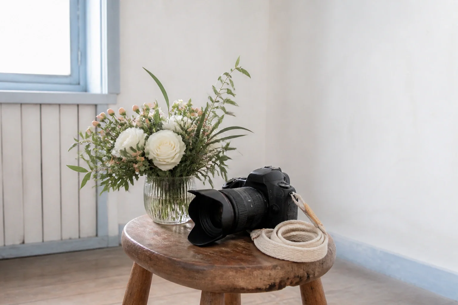 Appareil photo et accessoires de reportage de mariage — illustration générée par IA