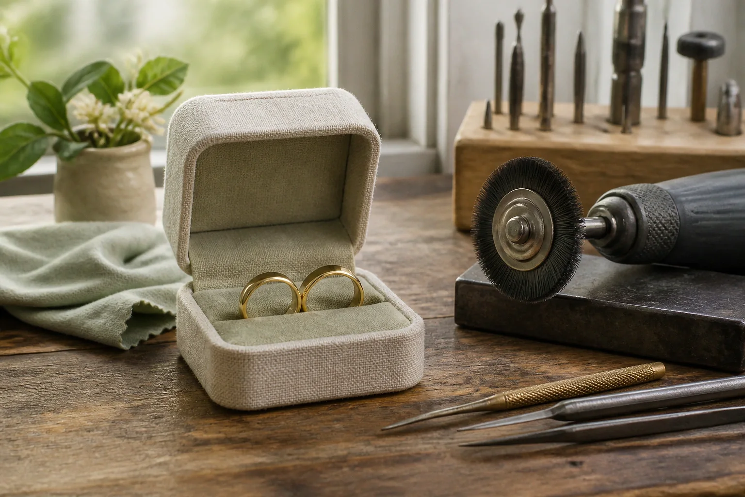 Alliances et travail de bijouterie de mariage — illustration générée par IA