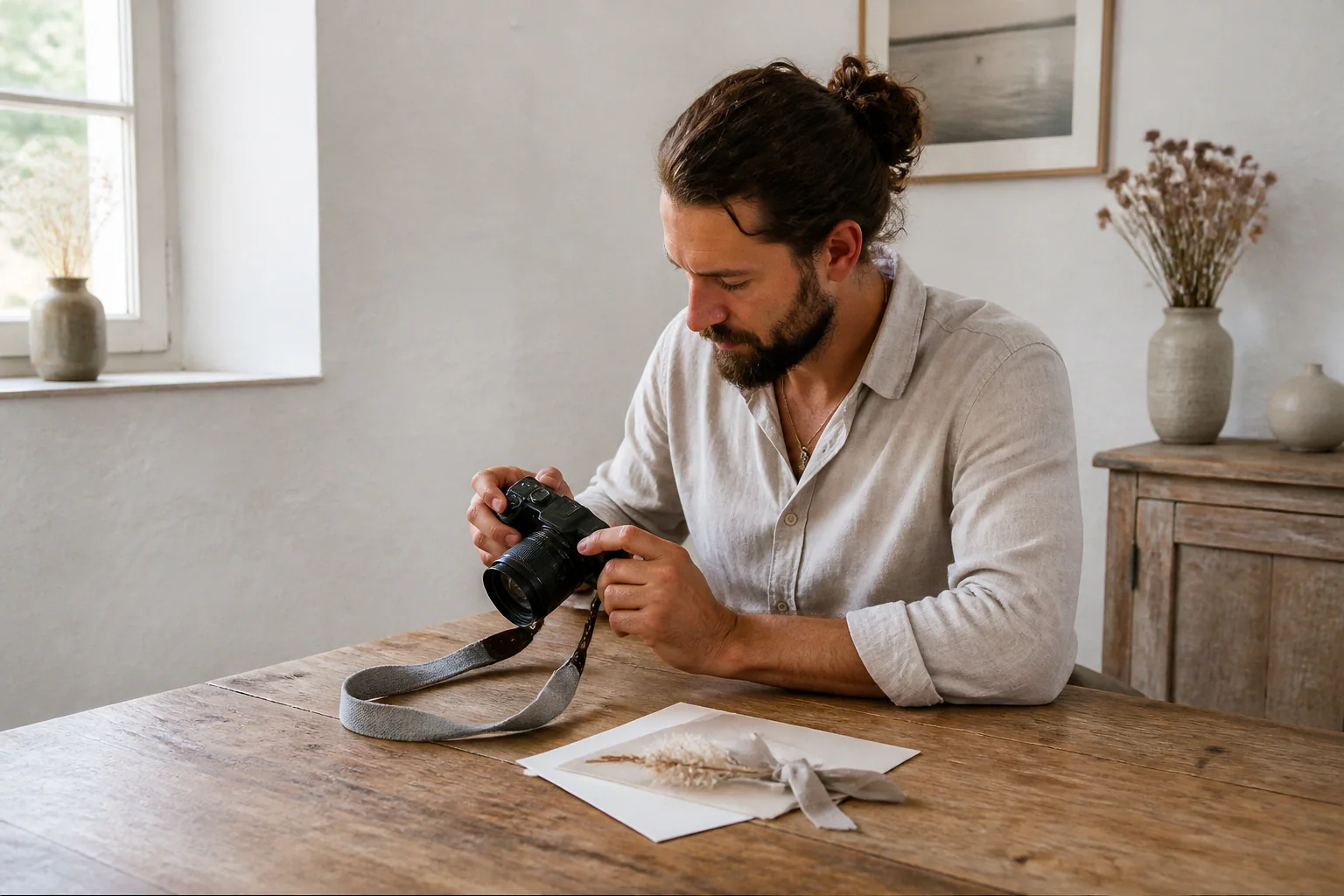Appareil photo et accessoires de reportage de mariage — illustration générée par IA