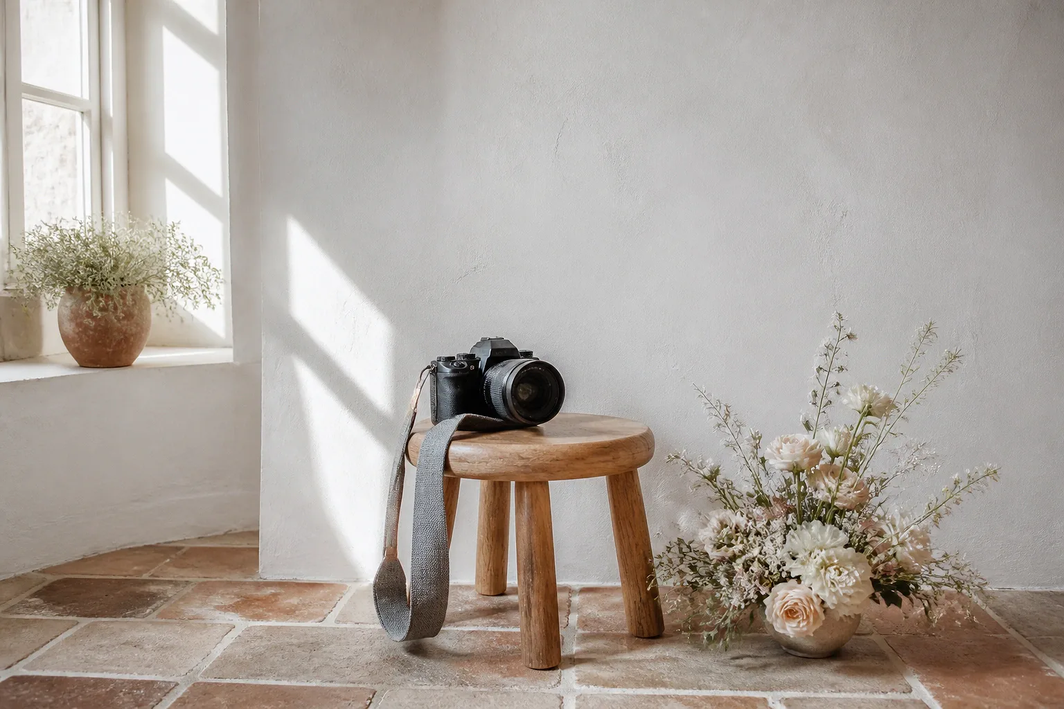 Appareil photo et accessoires de reportage de mariage — illustration générée par IA