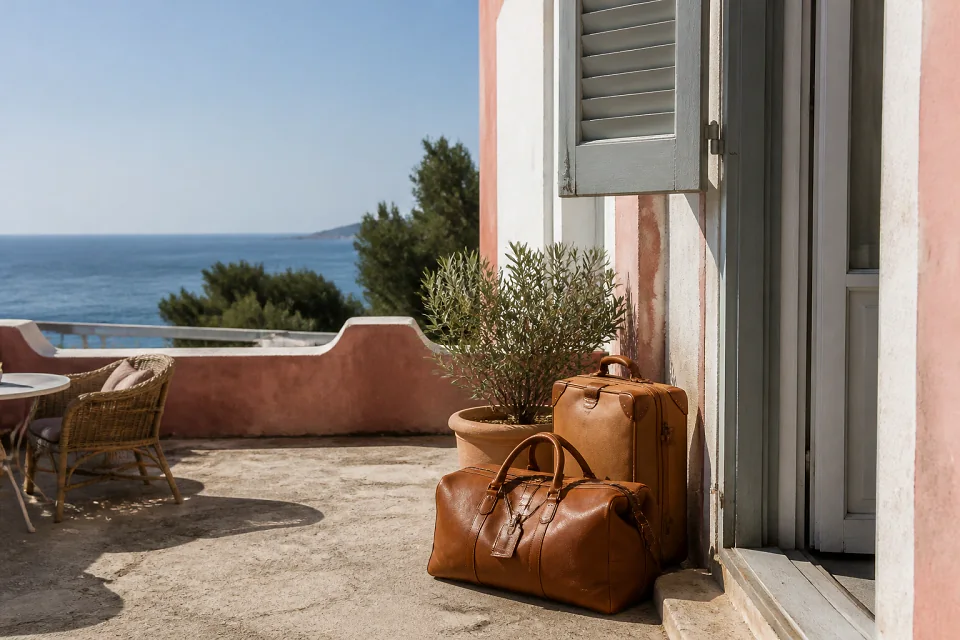 Bagages et hébergement pour un voyage de noces — illustration générée par IA