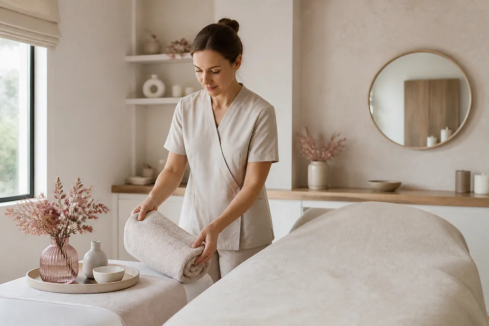 Préparation de soins esthétiques avant un mariage — illustration générée par IA