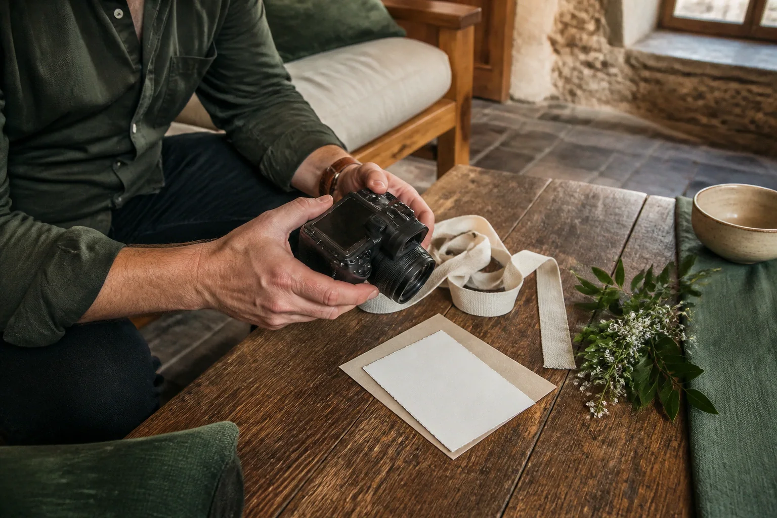 Appareil photo et accessoires de reportage de mariage — illustration générée par IA