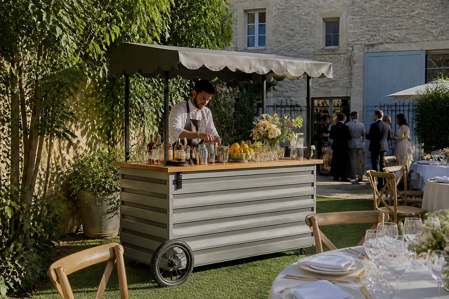 Service mobile de restauration pour une réception — illustration générée par IA